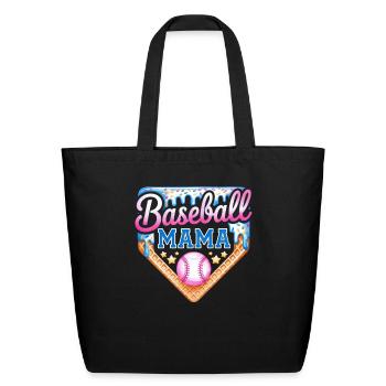Baseball Mama Ice Cream Cone Sprinkles Sports Mom - Eco-Friendly Cotton Tote - black - Front