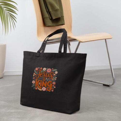 Jesus Is King – Floral Christian Typography Design - Eco-Friendly Cotton Tote
