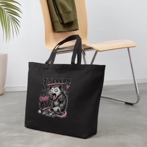 Funny Opossum Screaming Graphic Tee - Eco-Friendly Cotton Tote