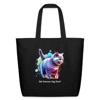 Russian Blue Cat: Did Someone Say Food? - Eco-Friendly Cotton Tote - black - Front