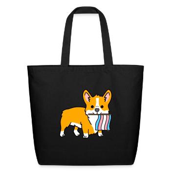 Trans Pride Corgi - Eco-Friendly Cotton Tote - black - Front