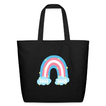 They Them Trans Pronouns Transgender - Eco-Friendly Cotton Tote - black - Front