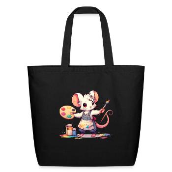 Cute Mouse Artist - Eco-Friendly Cotton Tote - black - Front