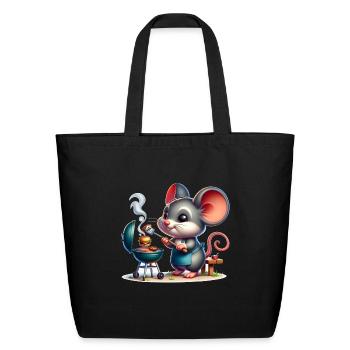 Cute BBQ Mouse - Eco-Friendly Cotton Tote - black - Front