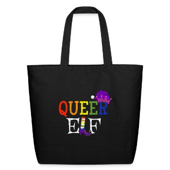 Queer Christmas Elf Gay Pride - Eco-Friendly Cotton Tote - black - Front