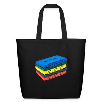 Mixtape Old School Music Colorful Cassettes - Eco-Friendly Cotton Tote - black - Front