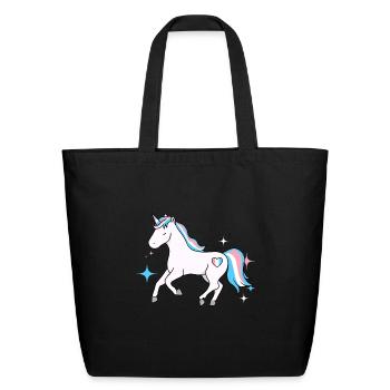 Trans Pride Unicorn - Eco-Friendly Cotton Tote - black - Front