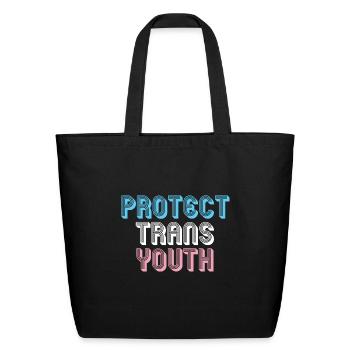 protect trans youth - Eco-Friendly Cotton Tote - black - Front