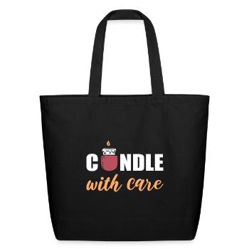 Candle with Care Business Owner Gift - Eco-Friendly Cotton Tote - black - Front