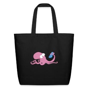 kawaii octopus - Eco-Friendly Cotton Tote - black - Front