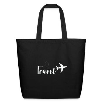 Airplane Travel Adventure Traveling - Eco-Friendly Cotton Tote - black - Front