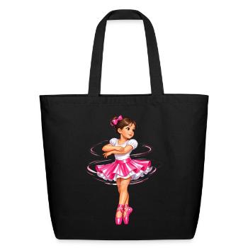Ballet Girl in Pink Tutu - Eco-Friendly Cotton Tote - black - Front