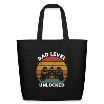 DAD LEVEL UNLOCKED - Eco-Friendly Cotton Tote - black - Front