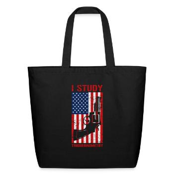 I Study Triggernometry USA Flag Gun Revolver - Eco-Friendly Cotton Tote - black - Front