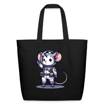 Cute Mouse Astronaut - Eco-Friendly Cotton Tote - black - Front