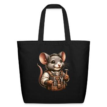 Cute Mouse Craftsman - Eco-Friendly Cotton Tote - black - Front