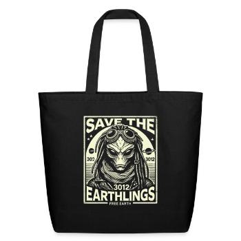 Futuristic Alien - Eco-Friendly Cotton Tote - black - Front