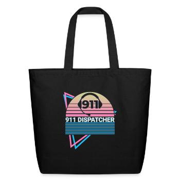 911 Dispatcher Retro - Eco-Friendly Cotton Tote - black - Front