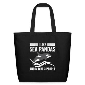 Funny Orca Whale Sea Panda and Maybe 3 People - Eco-Friendly Cotton Tote - black - Front