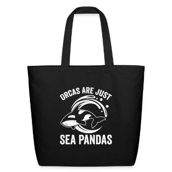 Funny Orca Whale Sea Panda - Eco-Friendly Cotton Tote - black - Front