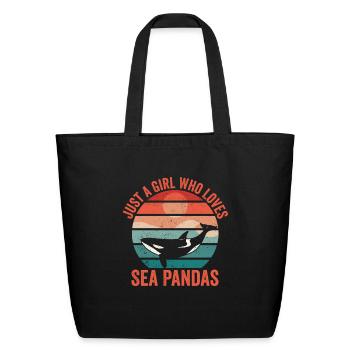Funny Orca Whale Sea Panda Retro - Eco-Friendly Cotton Tote - black - Front