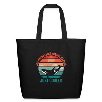 Funny Orca Whale Sea Panda Retro - Eco-Friendly Cotton Tote - black - Front
