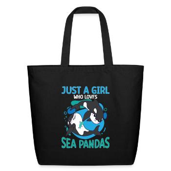 Funny Orca Whale Sea Panda - Eco-Friendly Cotton Tote - black - Front