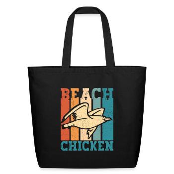 Funny Seagull Sea Gull Beach Chicken Retro - Eco-Friendly Cotton Tote - black - Front