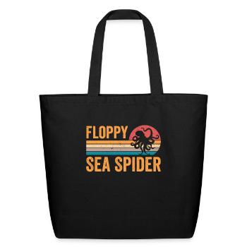 Funny Octopus Floppy Sea Spider Retro - Eco-Friendly Cotton Tote - black - Front