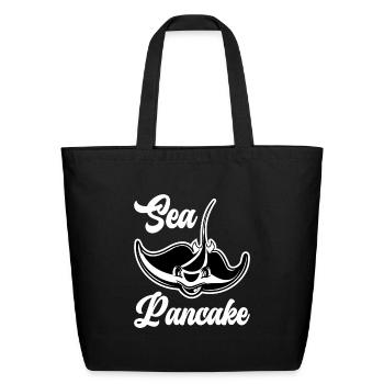 Funny Stingray Manta Ray Sea Pancake - Eco-Friendly Cotton Tote - black - Front
