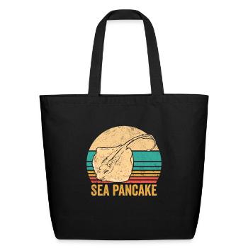 Funny Stingray Manta Ray Sea Pancake Retro - Eco-Friendly Cotton Tote - black - Front