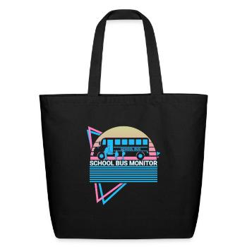 School Bus Monitor Retro - Eco-Friendly Cotton Tote - black - Front