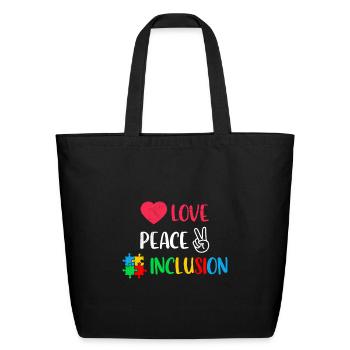 Love Peace and Inclusion Solidarity Inclusion - Eco-Friendly Cotton Tote - black - Front