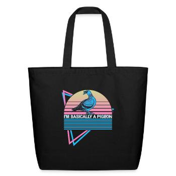 I'm Basically A Pigeon Retro - Eco-Friendly Cotton Tote - black - Front