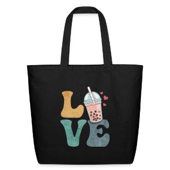 Boba Tea Bubble Tea Milk Tea - Eco-Friendly Cotton Tote - black - Front