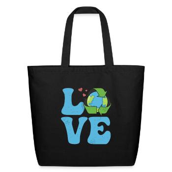 Ecologist Ecology Environmental LOVE - Eco-Friendly Cotton Tote - black - Front