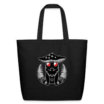 Mothman Mushroom Cryptid Cryptozoology - Eco-Friendly Cotton Tote - black - Front