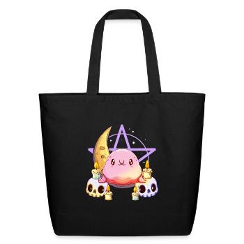 Kawaii Pastel Goth Blobfish Half Moon Skull - Eco-Friendly Cotton Tote - black - Front