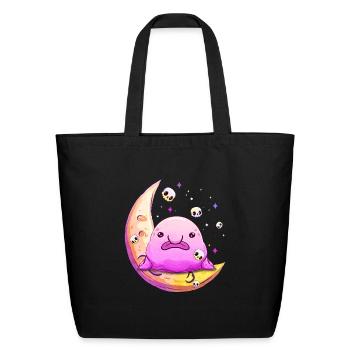 Kawaii Pastel Goth Sad Blobfish Half Moon Skull - Eco-Friendly Cotton Tote - black - Front