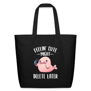Funny Blobfish Selfie - Eco-Friendly Cotton Tote - black - Front