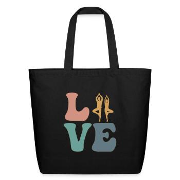 LOVE Yoga Yogi - Eco-Friendly Cotton Tote - black - Front