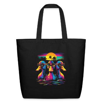 Ducks Duckling Ducky Sunglasses Beach Sunset - Eco-Friendly Cotton Tote - black - Front