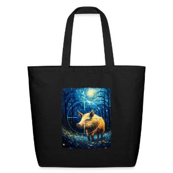 Hog Hunting Hog Hunter Starry Night Painting - Eco-Friendly Cotton Tote - black - Front