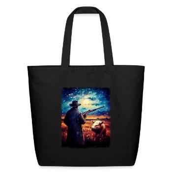Hog Hunter Hog Hunting Starry Night Painting - Eco-Friendly Cotton Tote - black - Front