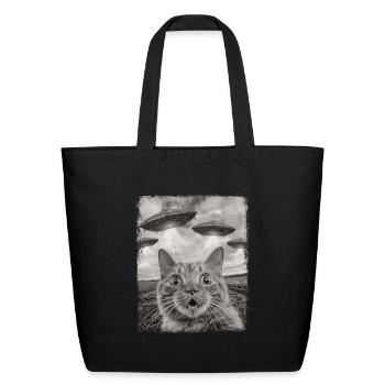 Orange Cat Tabby Cat UFO Alien Extraterrestrial Se - Eco-Friendly Cotton Tote - black - Front