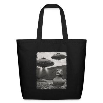 Rubber Duck Duckie UFO Alien Extraterrestrial Self - Eco-Friendly Cotton Tote - black - Front