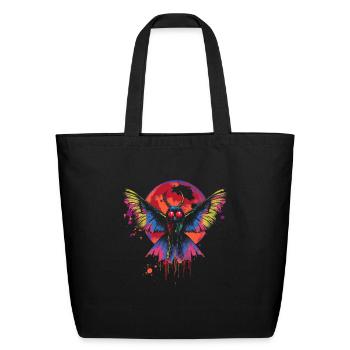 Mothman Cryptozoology Cryptid Moon Popart - Eco-Friendly Cotton Tote - black - Front