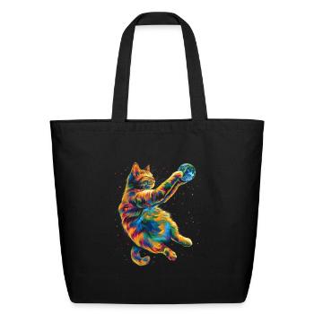 Orange Cat Tabby Cat Earth Popart - Eco-Friendly Cotton Tote - black - Front