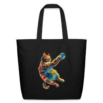 Orange Cat Tabby Cat Earth Popart - Eco-Friendly Cotton Tote - black - Front
