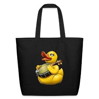 Rubber Duck Ducky Bluegrass Banjo Player - Eco-Friendly Cotton Tote - black - Front